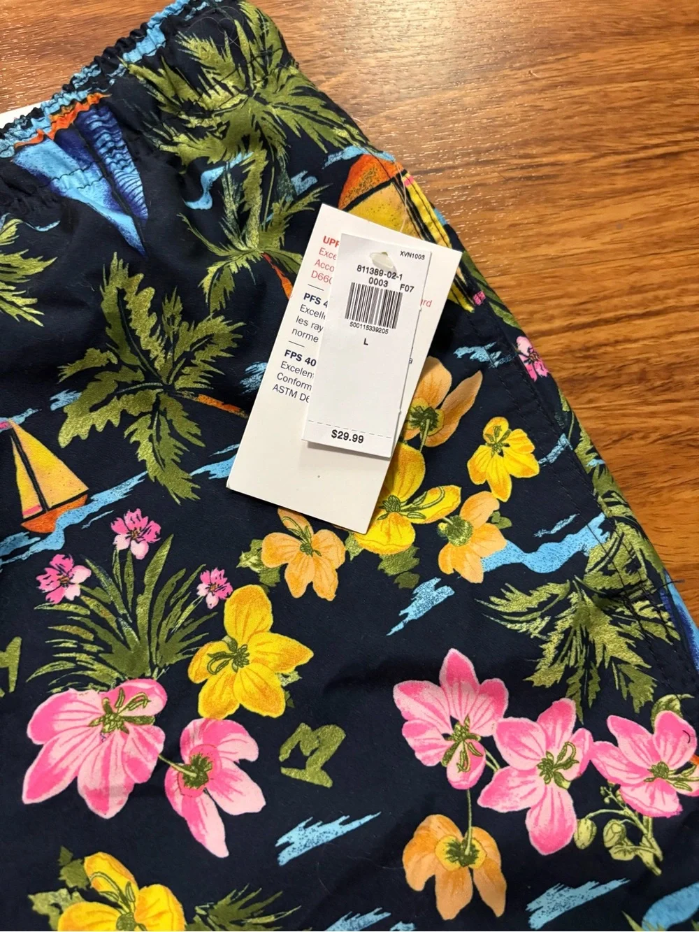 Old Navy Men’s Navy Floral & Sailboat Swim Trunks - Size Large - NWT